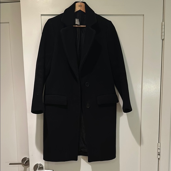 Sandro Black Long Wool Coat - Picture 1 of 5